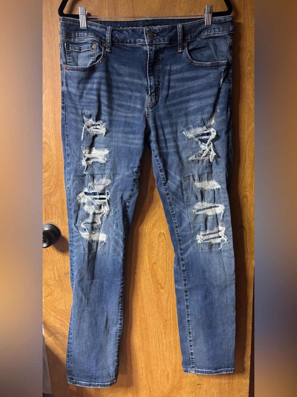 American Eagle Outfitters Distressed Blue Skinny Jeans